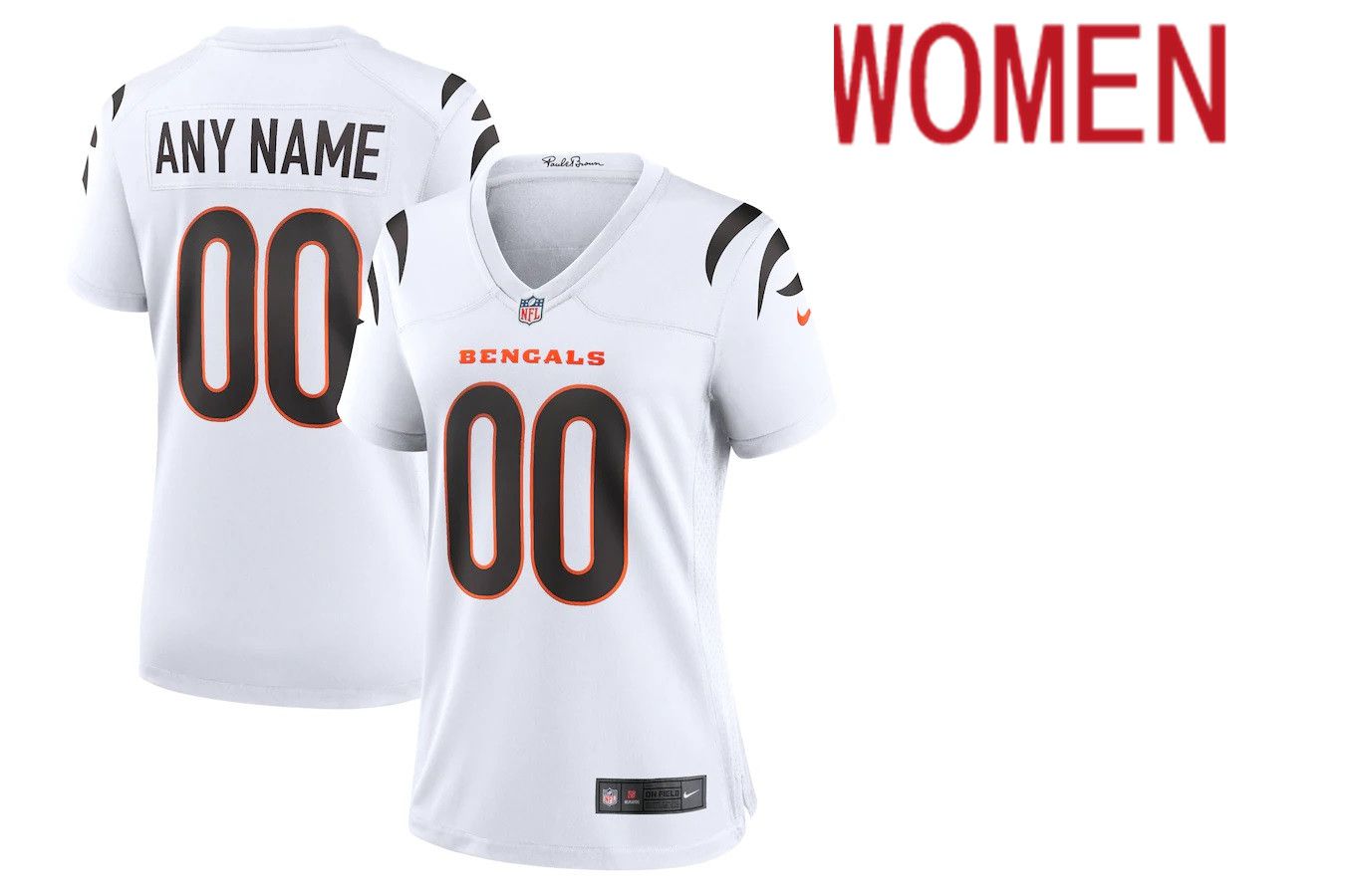 Women Cincinnati Bengals Nike White Game Custom NFL Jersey->->Custom Jersey